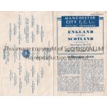 ENGLAND / SCOTLAND / MAN CITY Four page programme England v Scotland 16/10/1943 at Maine Road (