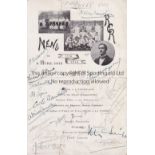 DULWICH A menu in Rheims from the Dulwich Wood FC tour to France in 1912 with 20+ signatures. Some