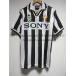 JUVENTUS Black & white stripes short sleeve Kappa shirt 1995-1997, size Large, J.P. Talonne and