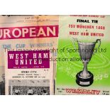 WEST HAM UNITED Evening News Special ECWC Final Edition 19/5/1965 plus programmes, very slightly