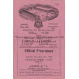 ARSENAL Programme for the away Eastern Counties League match v Chelmsford City Reserves 6/11/1948,