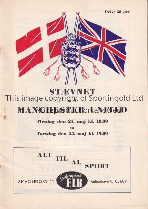 MANCHESTER UNITED Joint issue programme for the away Friendly v Staevnet 21 and 23/5/1957. Generally