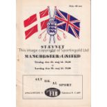 MANCHESTER UNITED Joint issue programme for the away Friendly v Staevnet 21 and 23/5/1957. Generally