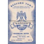 HEADINGTON UNITED Programme for the away Reserve team Met. Lge. match v Bedford Town 17/10/1959.