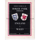 ENGLAND Home programme v Wales played at Roker Park, Sunderland 15/11/1950. Light horizontal