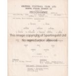 ARSENAL Single sheet programme for the home Youth Cup match v Reading 10/3/1959, horizontal fold and