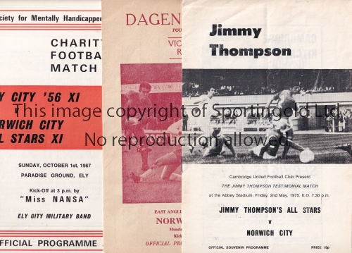 NORWICH CITY Seven away programmes v, Cardiff City Reserves 19/8/1961, QPR 17/2/1964 Youth Cup,