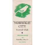 NORWICH CITY V IPSWICH TOWN 1945 Programme for the League match at Norwich 1/12/1945. Good