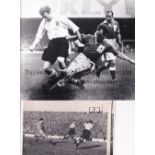 WALES V ENGLAND Three B/W photos, original 6.5" X 4.5" action from 1957 with a stamp on the reverse,