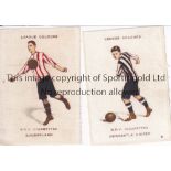 FOOTBALL CIGARETTE SILKS Two 2.5" X 2" silks issued by B.D.V. Cigarettes for Sunderland and
