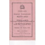 SCOTLAND / ENGLAND Programme Scotland v England Amateur International at Inverness 14/3/1936.