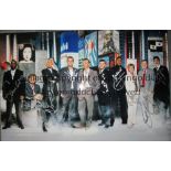 MOTD MOTSON A mounted colour photo 76 cms x 50 cms signed by 10 of Match of The Day team in the late