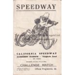 CALIFORNIA SPEEDWAY AT ALDERSHOT STADIUM 1957 Programme for the meeting on 6/7/1957 Tigers v Terrors