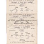 FULHAM Three single sheet home programmes v. Clapton Orient 28/10/1944, Portsmouth 18/11/1944 and