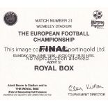 EURO 96 FINAL Royal Box ticket for the Final at Wembley, Germany v Czech Republic. Good