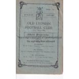 OLD LYONIANS Home programme v Civil Service FA Amateur Cup 22/10/1927. Lacks staples. No writing.