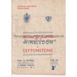 1947 AMATEUR CUP FINAL Programme for Wimbledon v Leytonstone 19/4/1947 at Arsenal F.C., slightly