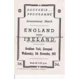 ENGLAND / IRELAND / EVERTON SIGNED Programme at Goodison Park 5/11/1947 signed by all 11 Irish