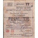 FA CUP FINAL 1927 Ticket for the 1927 FA Cup Final Cardiff City v Arsenal. Seat ticket. Vertical