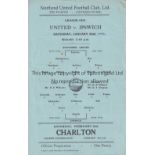 SOUTHEND UNITED V IPSWICH TOWN 1946 Single sheet programme for the Division III Cup tie at