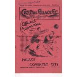 CRYSTAL PALACE V COVENTRY CITY 1936 Programme for the Southern Section Cup match at Palace 11/1/