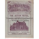 ASTON VILLA V ARSENAL 1924 Programme for the League match at Villa 12/3/1924. Generally good