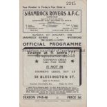 SHAMROCK ROVERS V WATERFORD 1946 Programme for the League match at Shamrock Rovers 6/1/1946,