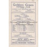 GOLDERS GREEN Home programme v Ilford FA Cup 4th Qualifying Round Replay 15/11/1934. Horizontal
