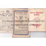 HORSE RACING CARDS Three race cards: Newcastle & High Gosforth Park 21/6/1932, Haydock Park 8/7/1933