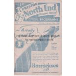PRESTON NORTH END V ARSENAL 1939 Programme for the League match at Preston 25/2/1939, professional