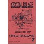 CRYSTAL PALACE V QPR 1936 Programme for the League match at Palace 23/9/1936, staples rusted away.