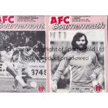 GEORGE BEST Two Bournemouth home programmes with Best on the line-up page v. Orient 2/4/1983 and
