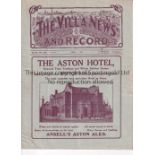 ASTON VILLA V ARSENAL 1923 Programme for the League match at 7/4/1923, slightly creased, team