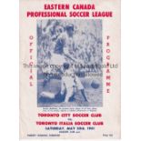 STANLEY MATTHEWS Programme for Toronto City Soccer Club v Toronto Italia Soccer Club 20/5/1961 at