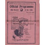 SPURS Programme Tottenham v Barnsley 25/9/1937. Light horizontal fold with small piece missing at