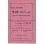 PRESCOT CABLES V BURSCOUGH 1929 Programme for the Lancs. Combination 28/12/1929, horizontal creases.