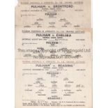 FULHAM Three single sheet home programmes v. Chelsea 26/8/1944, Reading 9/12/1944 and Brentford 4/