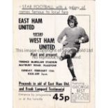 GEORGE BEST / WEST HAM UNITED Programme for East Ham United v West Ham United 15/2 in which Best was