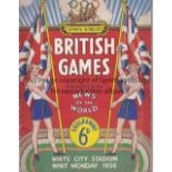 NEWS OF THE WORLD BRITISH GAMES 1936 Programme at White City Stadium 1/6/1936. Generally good