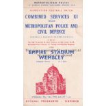 WARTIME FOOTBALL AT WEMBLEY 1944 Programme for Combined Services v Met Police and Civil Defence 10/