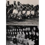ENGLAND PHOTOS 1950'S Two original 9" X 7" B/W photos, 2/10/1951 training at Hendon FC for the match