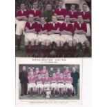 MANCHESTER UNITED AUTOGRAPHS 1946/7 An 8" X 6" colourized team group press photo with stamp on the