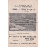 DONCASTER ROVERS V DERBY COUNTY 1945 Programme for the League Cup tie 7/4/1945 at Doncaster, heavily