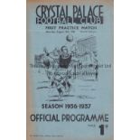 CRYSTAL PALACE 1936 Programme for the First Practice Match, Cardinal and Blue v Blue 15/8/1936.