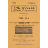 WOLVES V CHELSEA 1945 Programme for the FL South match at Wolves 29/9/1945, slight horizontal