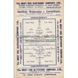 SHEFFIELD WEDNESDAY Programme Sheffield Wednesday v Corinthians (W Layton Benefit Match) 29/12/1903.