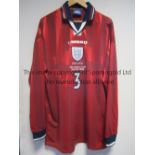 LE SAUX WORLD CUP SHIRT Signed Graeme Le Saux match worn shirt from the England V Columbia World Cup