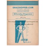 ARSENAL Programme for the away Friendly v. Grasshoppers 11/5/1955. Generally good