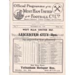 WEST HAM UNITED Programme for the home London Combination match v. Leicester City 3/10/1936, ex-