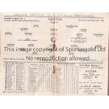 ARSENAL V DERBY COUNTY 1936 Programme for the league match at Arsenal 26/9/1936, slightly creased